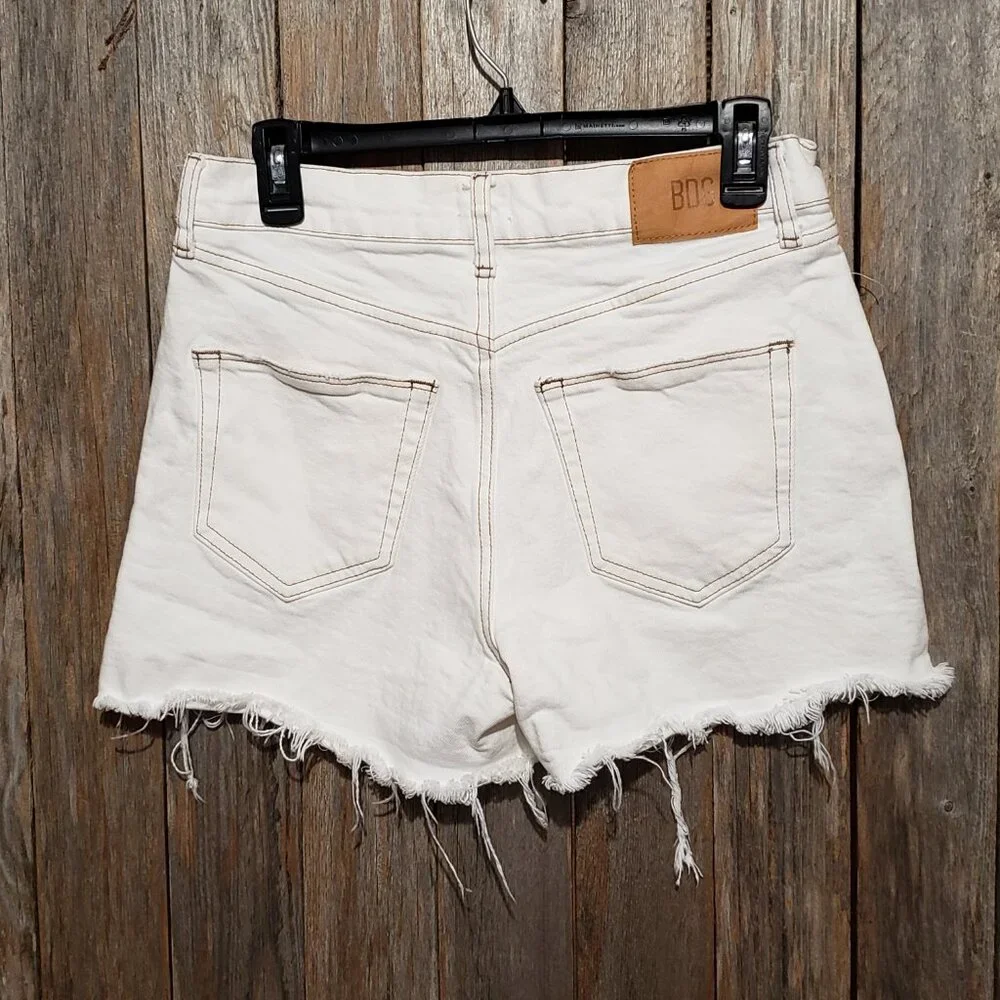 BDG Urban Outfitters‎ 28 Jean Shorts White Hi Rise Cut Offs Boho Coastal Casual